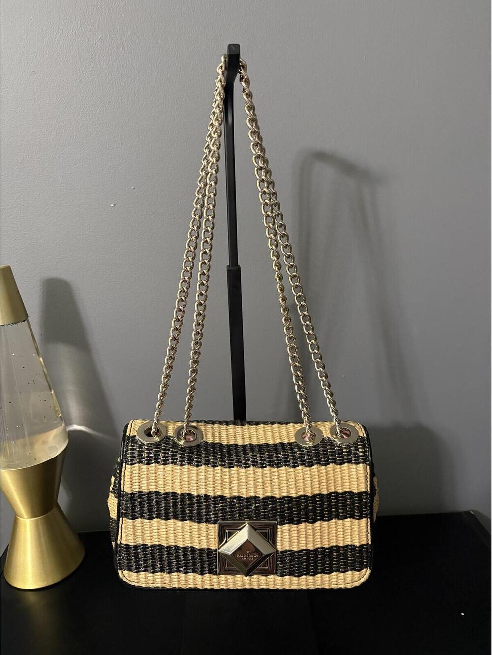 Kate Spade Evelyn Striped Crochet Raffia Shoulder